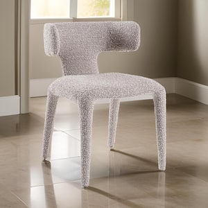 Off White Polyester Metal Frame Dining Chair