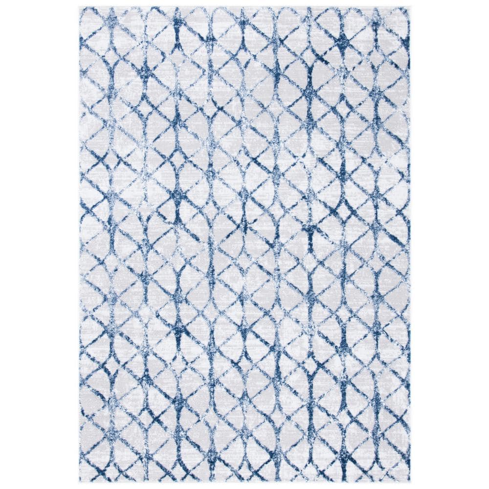 Amelia 8' x 10' Grey and Navy Geometric Area Rug