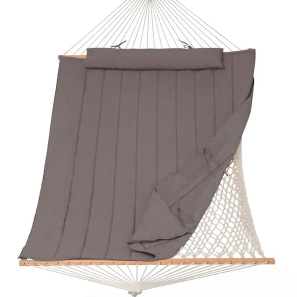 10 ft. to 14 ft. Outdoor Rope Hammock with Polyester Pad, 475 lbs. Capacity, Light Brown