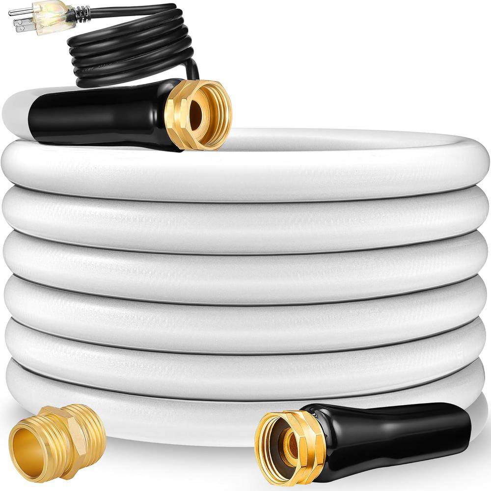 ITOPFOX 3/4 in. Dia x 50 ft. Heated Drinking Fresh Water Garden Hose for RV with Hose Line