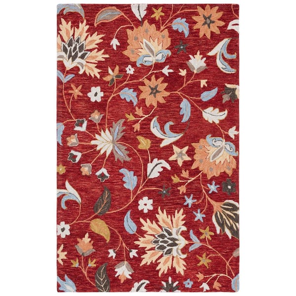 Jardin 5 ft. x 8 ft. Red/Orange Leaf Flower Area Rug