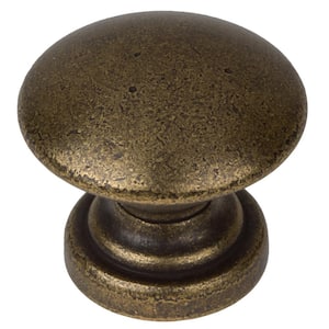 1 in. Dia Antique Brass Round Convex Cabinet Knob (10-Pack)