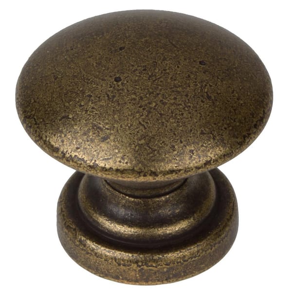 GlideRite 1 in. Dia Antique Brass Round Convex Cabinet Knob (10-Pack)