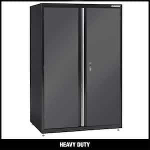 Heavy gauge 3-shelf Welded Steel Floor Cabinet in Black and Gray (46 in W x 72 in. H x 24 in. D)