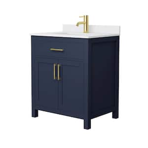 Beckett 30 in. W x 22 in. D x 35 in. H Single Sink Bathroom Vanity in Dark Blue with White Cultured Marble Top