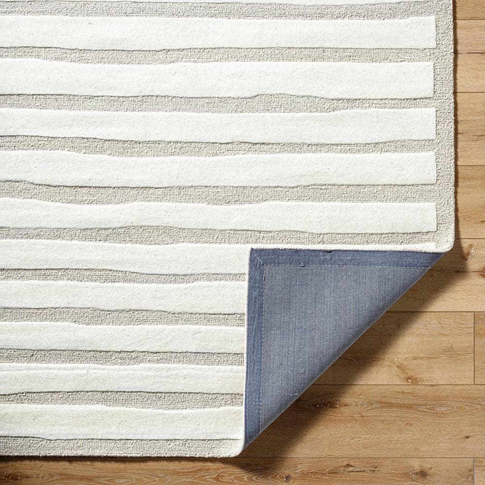 Triton Hand Tufted Wool Gray Striped 8' x 10' Rug