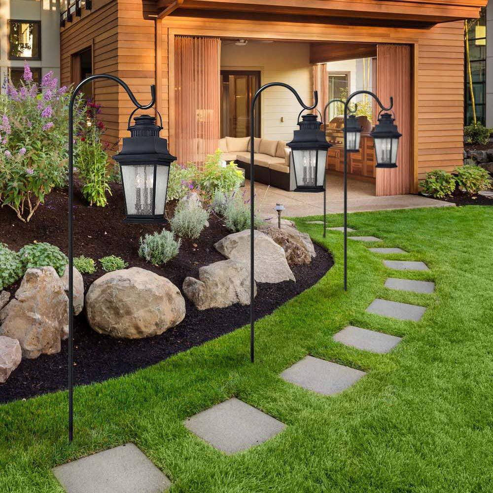 Black Steel Extendable Garden Shepherd's Hooks Set of 10