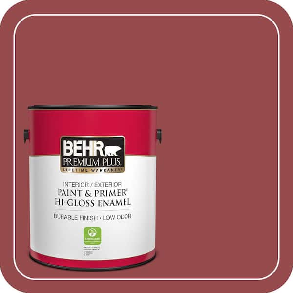 BEHR PREMIUM PLUS 1 gal. #M140-6 Circus Red Hi-Gloss Enamel Interior/Exterior Paint & Primer