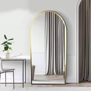 22 in. W x 47 in. H Arched Mirror Gold Framed Aluminum Alloy Wall Mirror Set of 2