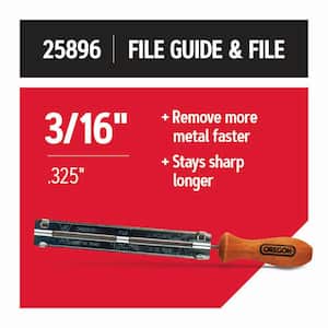Chainsaw File Guide, Includes 3/16 in. Round Saw Chain File for sharpening 0.325 in. pitch saw chain 25896