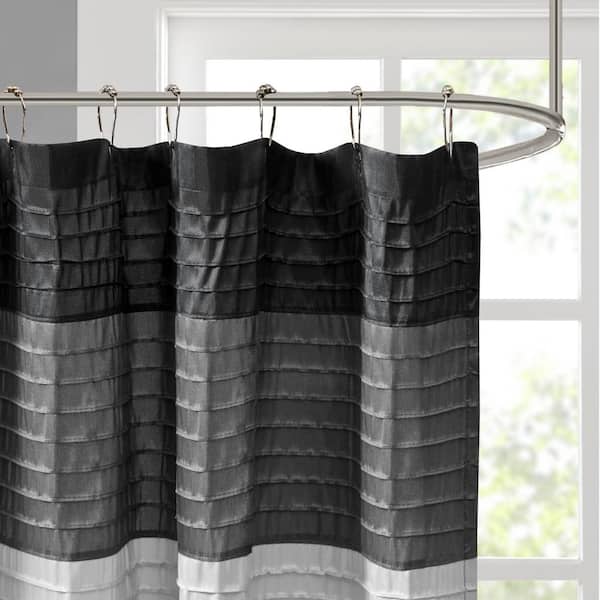 Amherst Black 72 in. Faux Silk Shower Curtain