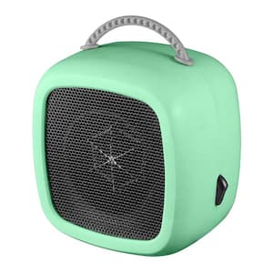 600-Watt 7 in. Mint Green Electric Portable Ceramic Fan Heater with Heating and Fan Modes