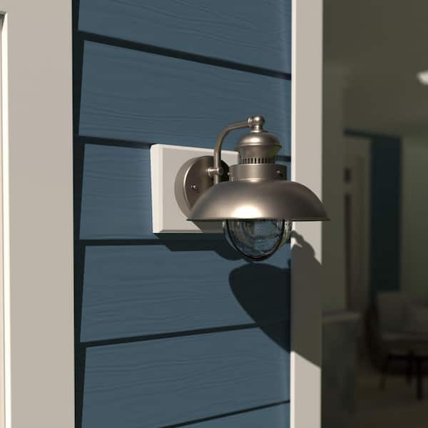 VAXCEL Harwich Brushed Nickel 1 Light Nickel Coastal Barn Dome Outdoor Wall Lantern