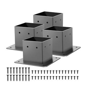 Afoxsos Matte Black Heavy Duty 4 x 4 Post Base Brackets Metal Anchor ...