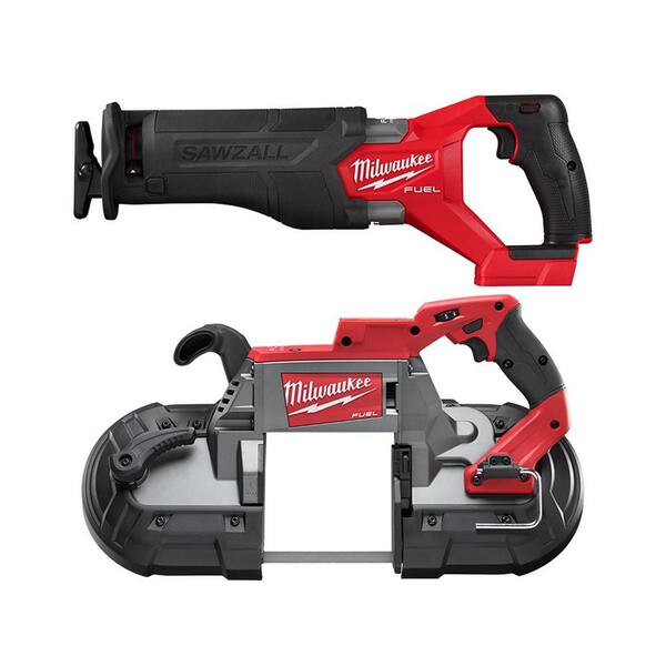 Milwaukee M18 Fuel Gen-2 18-Volt Lithium-Ion Brushless Cordless Sawzall Reciprocating Saw with Deep Cut Band Saw (Tool-Only)