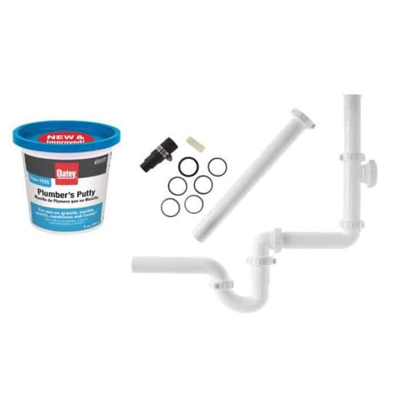 Oatey 1-1/2 in. White Plastic Slip-Joint Garbage Disposal Install Kit with 9 oz. Stain-Free Plumber's Putty