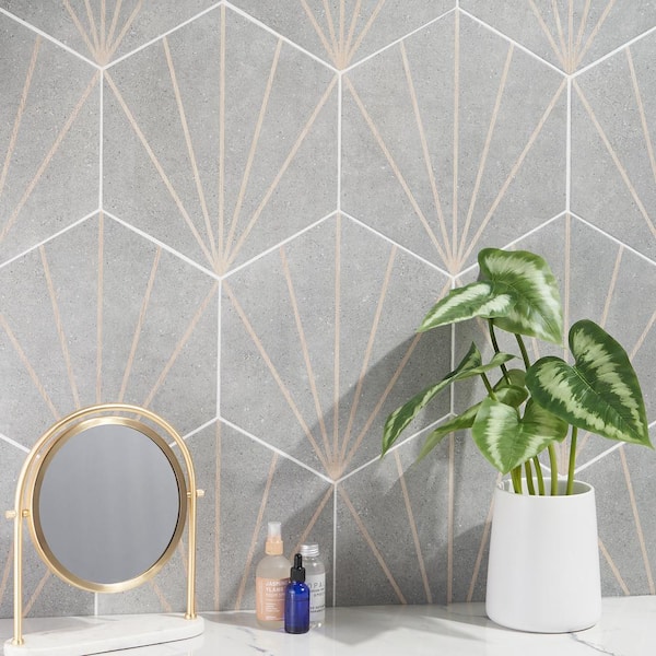 Klyda Beams Gray 12.6 in. x 14.5 in. Matte Hexagon Porcelain Floor and Wall Tile (10.51 sq. ft. / Case)
