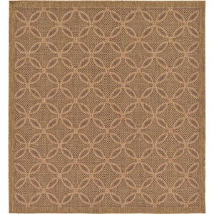 Outdoor Spiral Light Brown 6' 0 x 6' 0 Square Rug