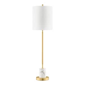 Ashton 34 in. White Table Lamp with Marble Base