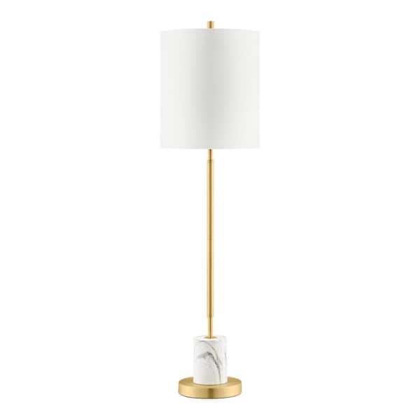Ashton 34 in. White Table Lamp with Marble Base