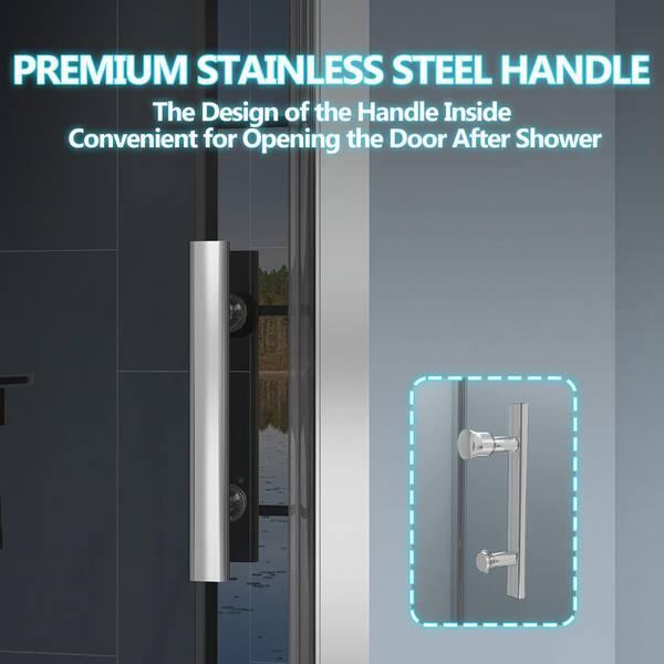 Zeafive 32 to 33-1/4 in. W x 72 in. H Frameless Pivot Swing Alcove