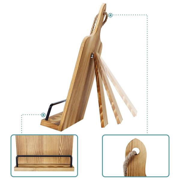 Support Livre De Recettes KitchenCraft Industrial Kitchen - Porte-Tablette Bois & Métal Style Industriel, Repliable, 26 X 21 Cm