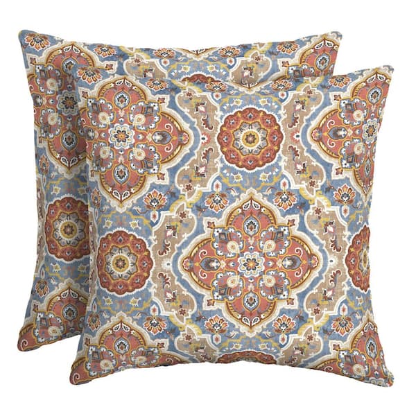 ARDEN 16 in. x 16 in. Global Vintage Medallion Outdoor Square Throw Pillow (2-Pack)