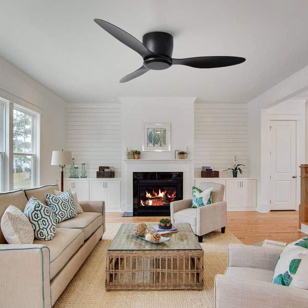 ZephyrGlow 42 in. Indoor Flush Mount Matte Black Ceiling Fan without Light included with Remote Control price history on PriceWatchPro