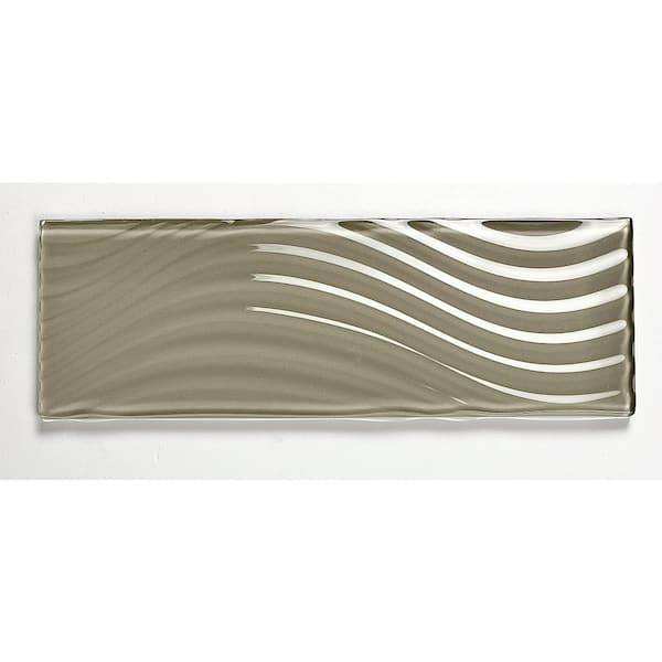 ABOLOS Coastal Design Style Glossy Tan Subway 4 in. x 12 in. Textured Glass Decorative Tile (11 sq. ft./Case)