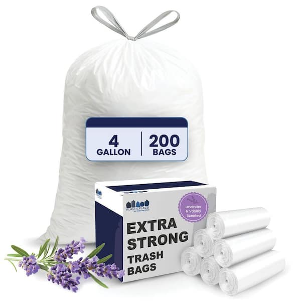 4 Gal. 17 in. x 16 in. 0.7 mil White Lavender and Soft Vanilla Scented Garbage Can Liners Trash Bags (200-Count)