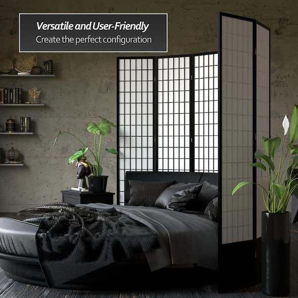 7 ft. Black 5-Panel Room Divider