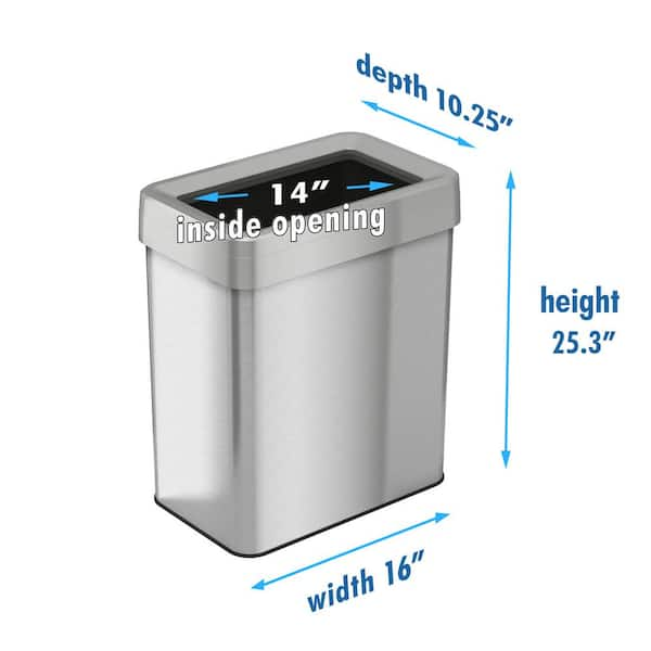 iTouchless Stainless Steel 13 Gallon Dual-Deodorizer Round Open Top Trash Can