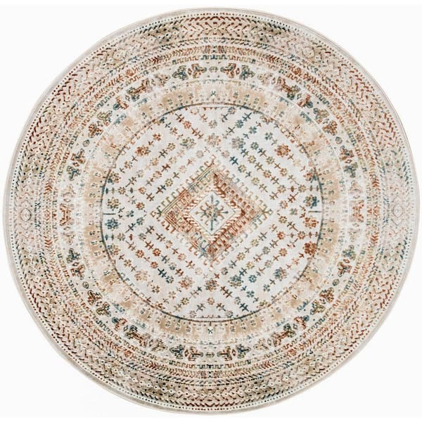 Thalia Beige Multicolor 5 ft. x 5 ft. All-over design Transitional Round Area Rug