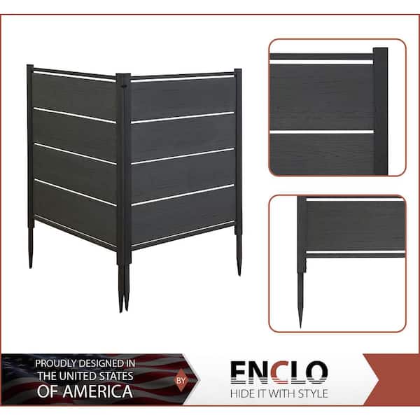 Enclo Privacy Screens Bessemer 4 ft. x 3.3 ft. WoodTek Vinyl Charcoal Privacy Screen Kit 2-Panel