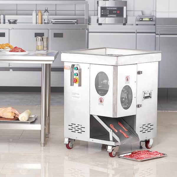 Meat Cutter Machine, 1100 W Meat Slicer, 1102 lb. /H Commercial Meat Cutting Machine, Stainless Steel