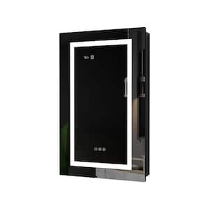 20 in. W x 32 in. H LED Rectangular Surface Mounted Aluminum Medicine Cabinets with Mirror in Black
