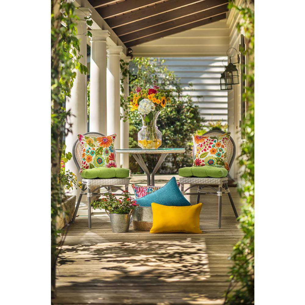 Bright Floral Multicolor Tufted Indoor/Outdoor Chair Cushions Set