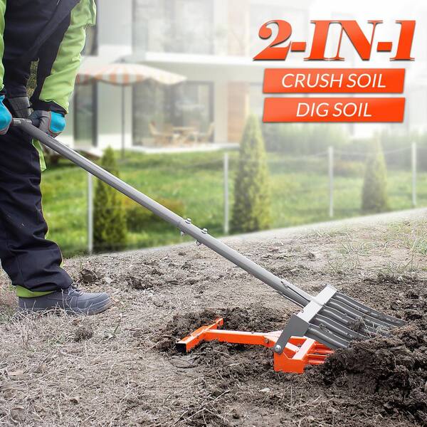 thumbnail image 2 of Manual Rotary Cultivator Tiller - Adjustable Stainless Steel Garden Tool For Soil Loosening 2 of 9