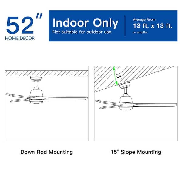 52 In. Intergrated LED Ceiling Fan Lighting with Remote Control, White