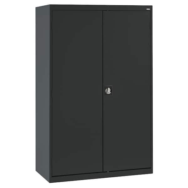 Elite Series 46 in. W x 72 in. H x 24 in. D 22-Gauge 2-Shelf Steel Freestanding Wardrobe Storage Cabinet in Black