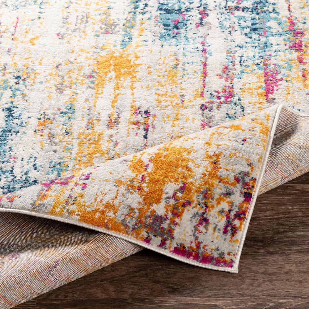 Modern Abstract Blue Synthetic 7'10" x 10' Area Rug