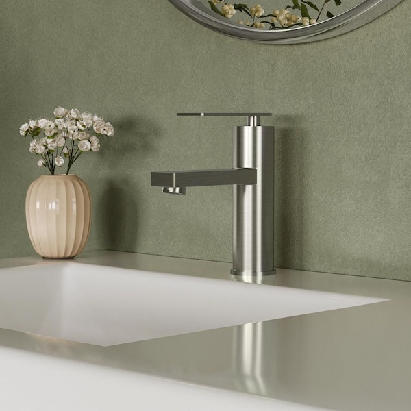 7 in. Faucet Height Single Handle Single Hole Bathroom Faucet 1.2 GPM Spot Resistant in Brushed Nickel