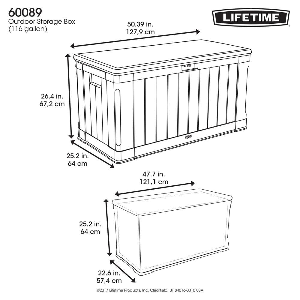 Brown Lockable High-Density Polyethylene Outdoor Deck Box Bench