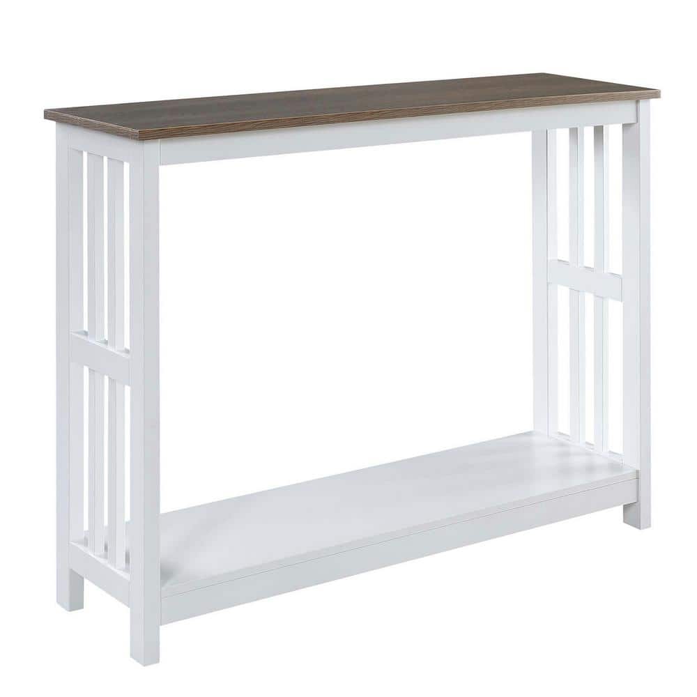 Driftwood and White Mission Console Table with Storage Shelf
