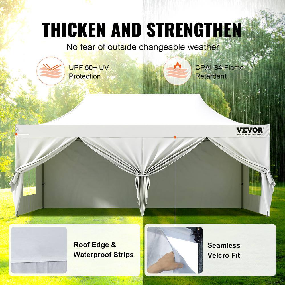 VEVOR 10x20 FT White Pop Up Canopy Tent with Removable Sidewalls