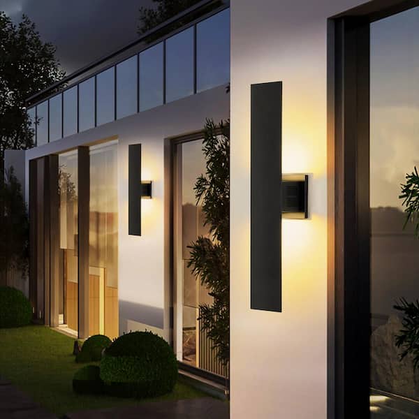 Alison 23.6 in. 2-Light Medium Modern Black Integrated LED Outdoor Wall Light Sconce