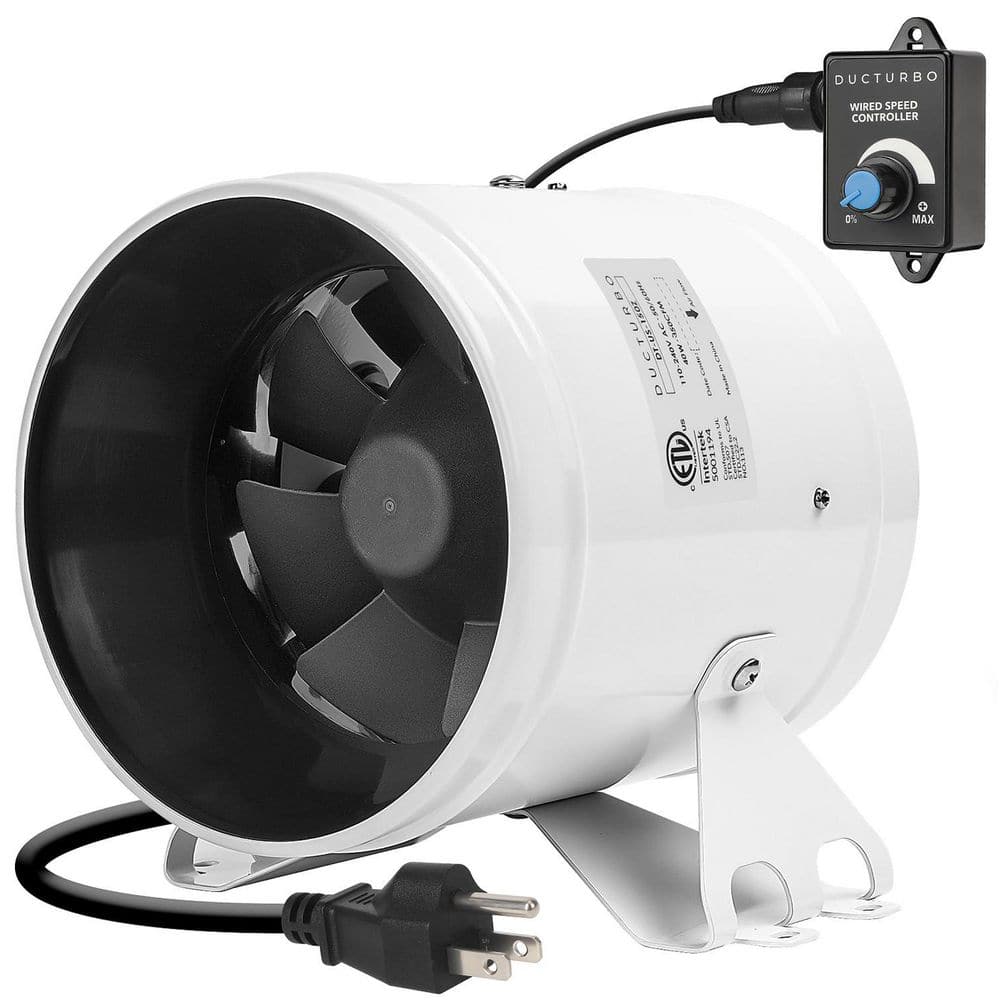 3.85 in. White Aluminum Inline Duct Fans, 160 CFM Ventilation Exhaust Fan f