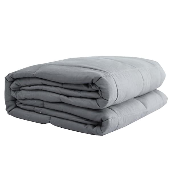 PUR SERENITY Light Grey 100% Cotton 48 in. x 72 in. 20 lb. Weighted ...