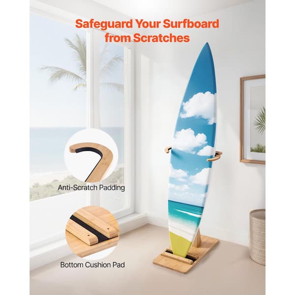 VEVOR Vertical Surfboard Stand Wooden Surfboard Rack for Storage