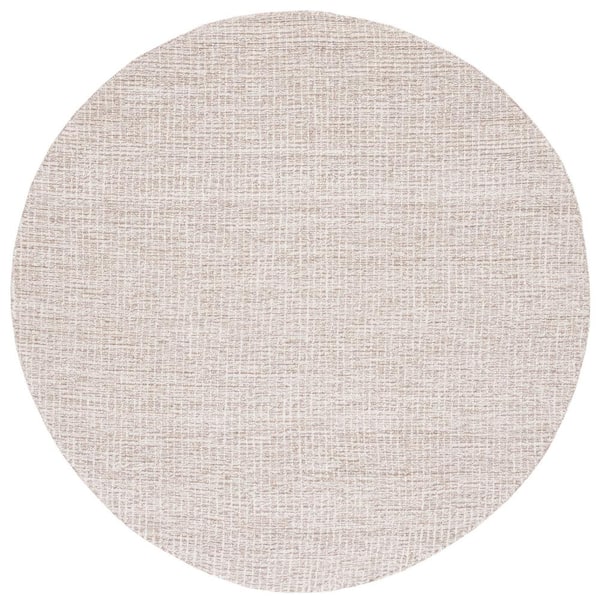 Abstract 10 ft. x 10 ft. Round Ivory/Gray Speckled Area Rug